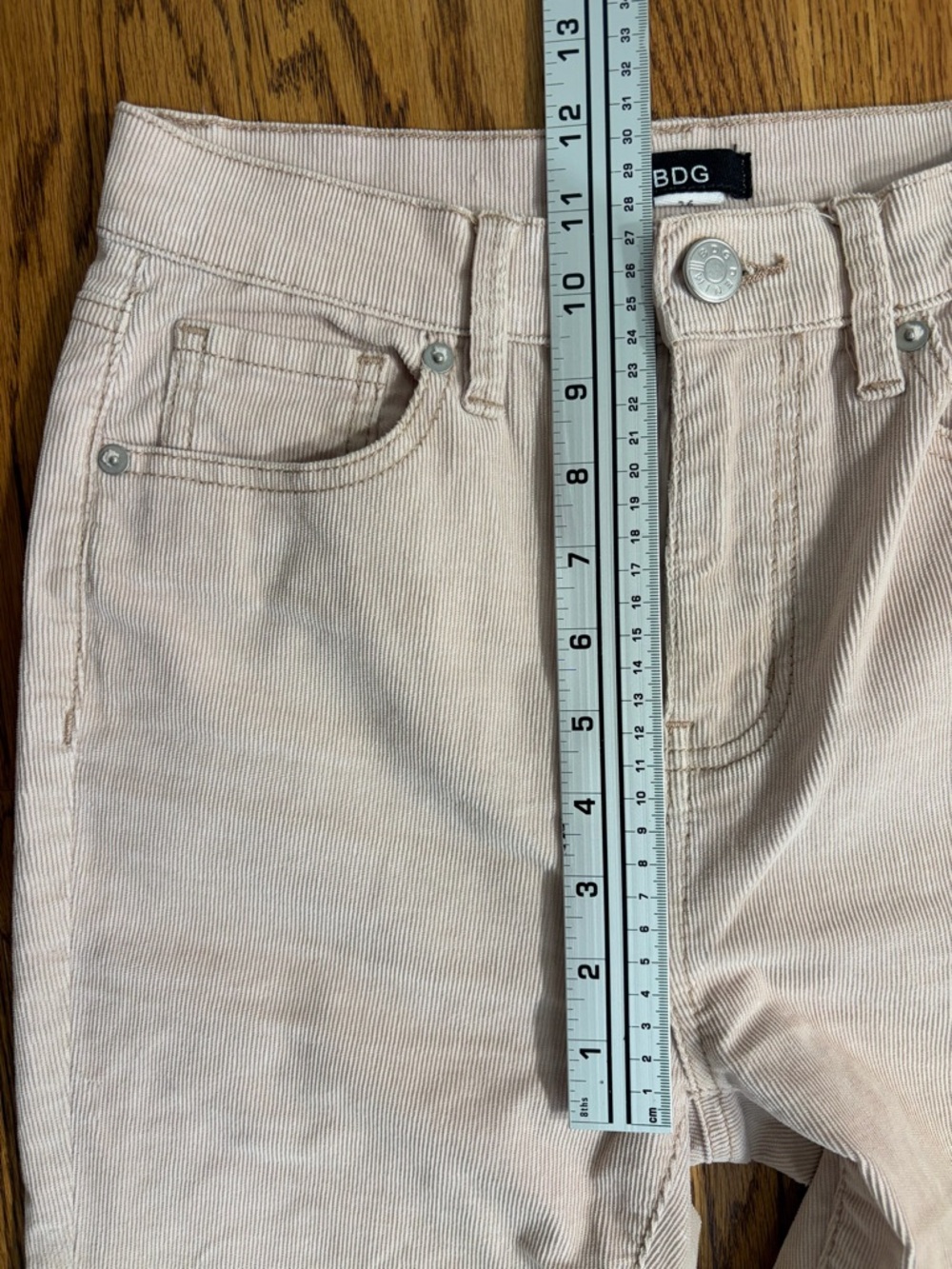 BDG Pale Pink Corduroy Raw Hem Wide-Leg Pants (26) - Picture 6 of 8